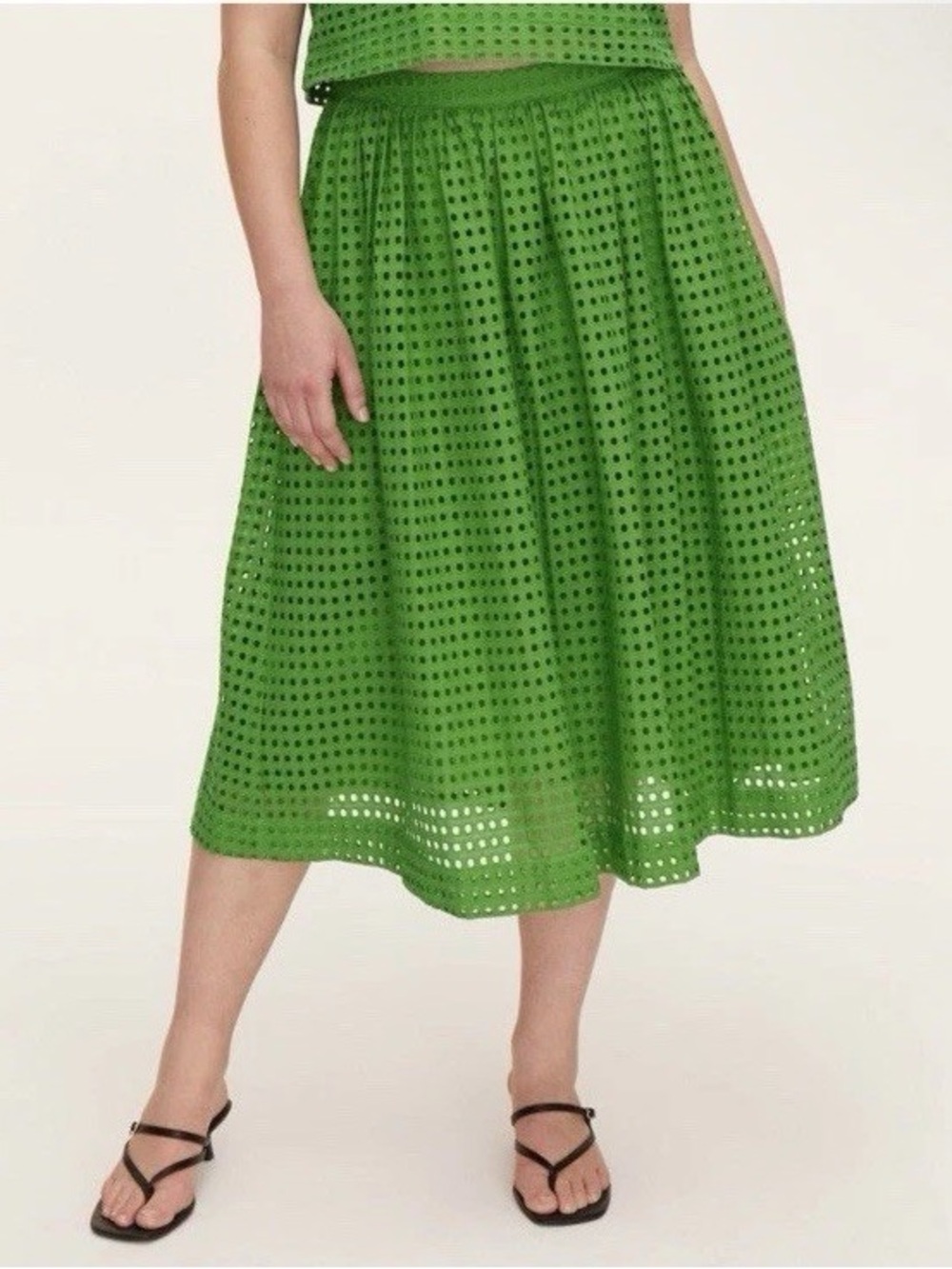 Kate Spade green eyelet skirt 
Green Eyelet Midi Skirt - Women